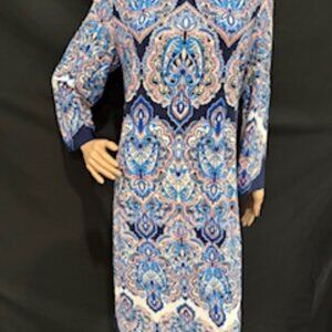 Eliza J, Elegant Blue 3/4 Sleeve Midi Dress with Slip – Size 16